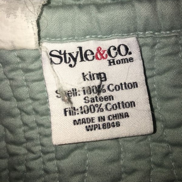 Style & Co Aqua Blue Cotton Sateen King Size Quilt - Picture 3 of 3
